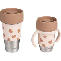 Beaba 2Pk Stainless Steel 360 Mommy & Me Cup Set, Big Love Image 1