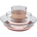 Béaba 3Pk Glass Meal Set in Cotton Candy colors, featuring stacked bowls and a cup with silicone suction base.