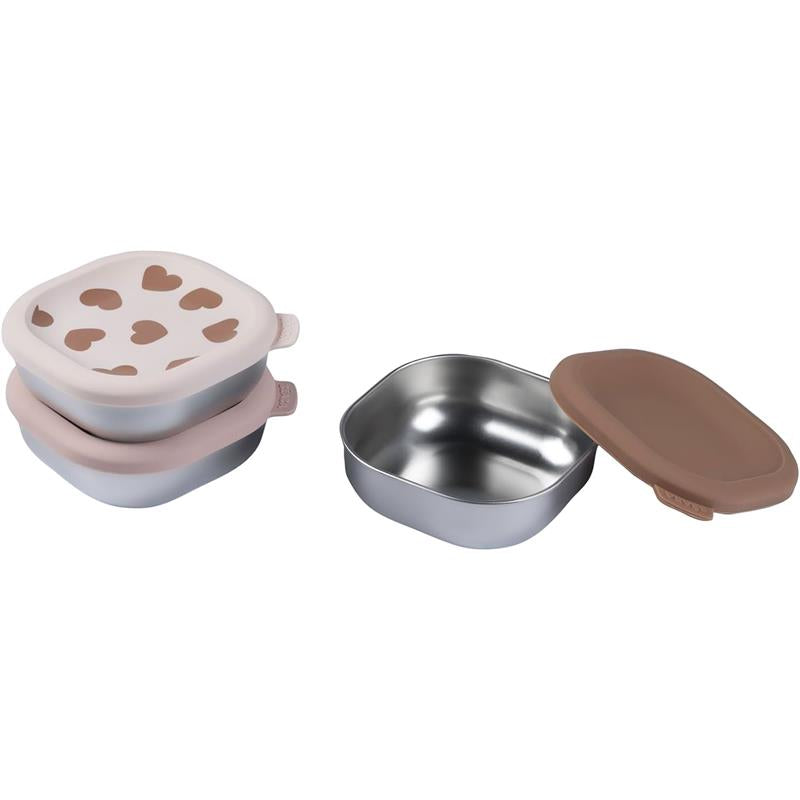 Beaba 3Pk Stainless Steel Baby Bowls Set, Big Love Image 2