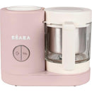 Beaba Babycook Neo Baby Food Maker in cotton candy color, featuring a steam and blend function with a glass bowl.