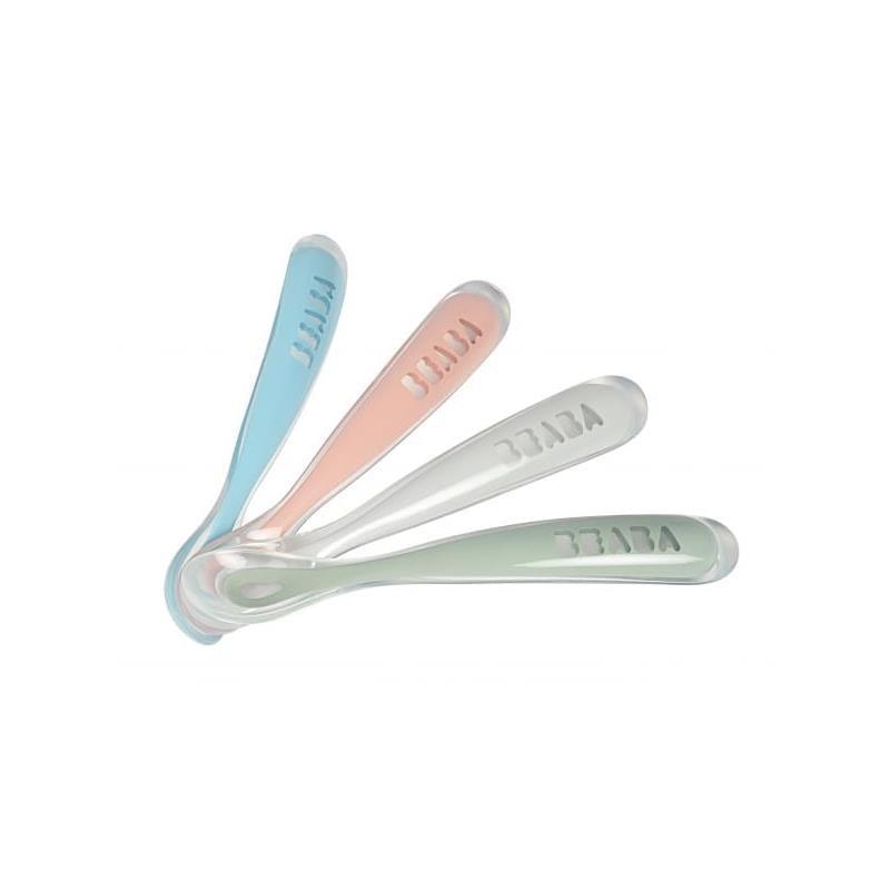 Beaba - 4Pk First Stage Silicone Spoons Set, Rose Image 1
