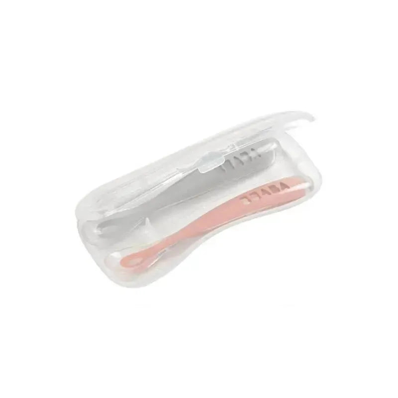 Beaba - 2Pk Silicone Spoon Travel Set, Cloud/Rose Image 5