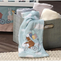 Bedtime Originals - Up Up & Away Bear/Balloon/Cloud Soft Blue Fleece Baby Blanket Image 2