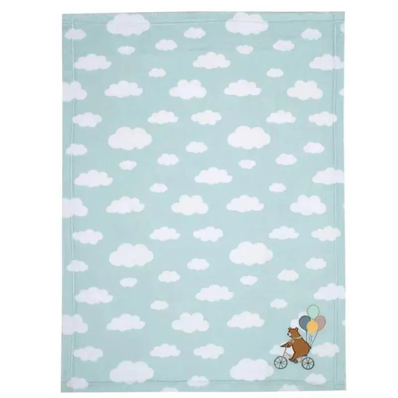 Bedtime Originals - Up Up & Away Bear/Balloon/Cloud Soft Blue Fleece Baby Blanket Image 5