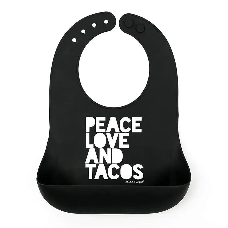 Bella Tunno - Peace, Love, Taco Wondr Bib, Black Image 1