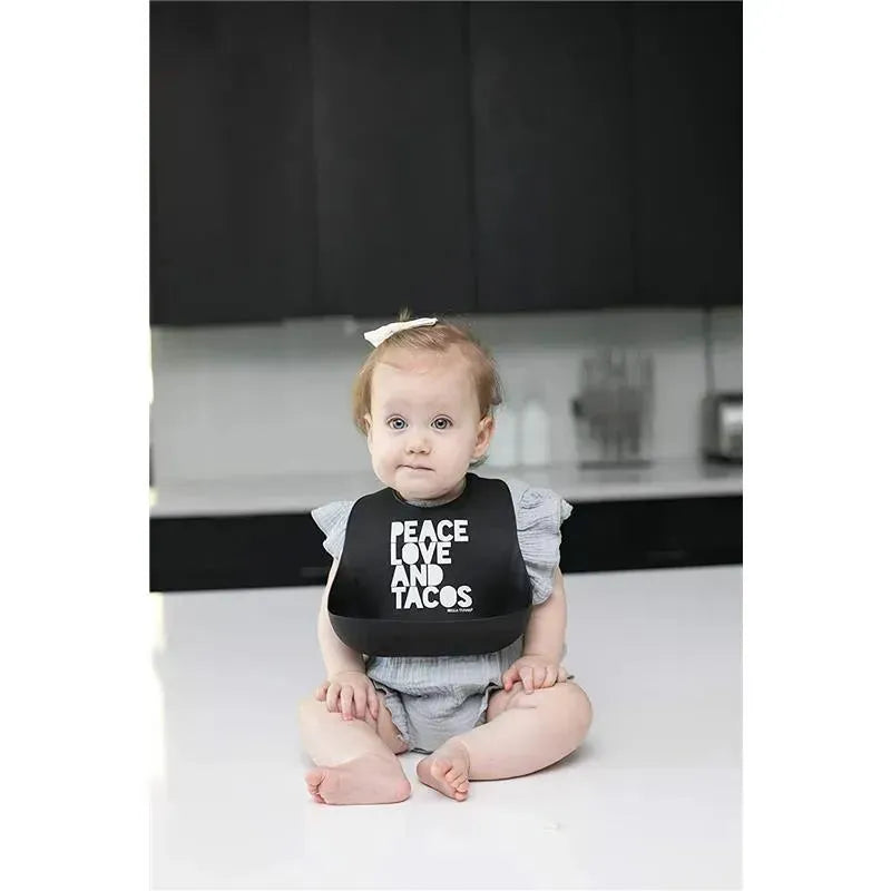 Bella Tunno - Peace, Love, Taco Wondr Bib, Black Image 2