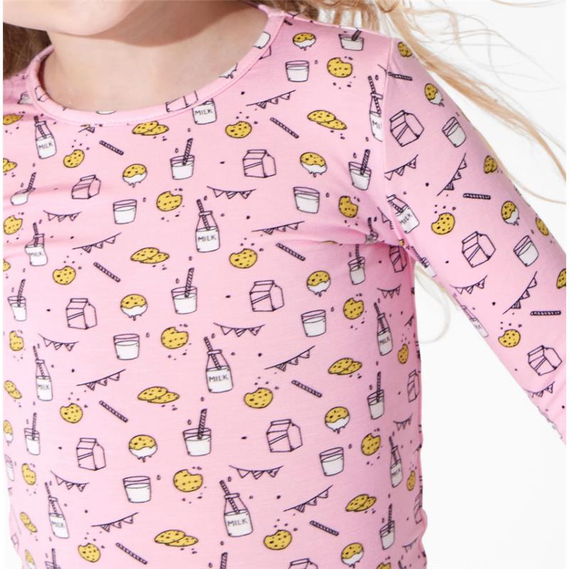 Bellabu Bear - Milk And Cookies Pink Kids Bamboo Pajamas, 18-24M Image 3