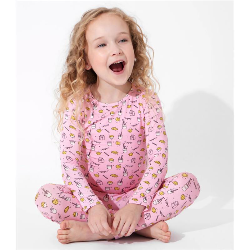 Bellabu Bear - Milk And Cookies Pink Kids Bamboo Pajamas, 18-24M Image 5