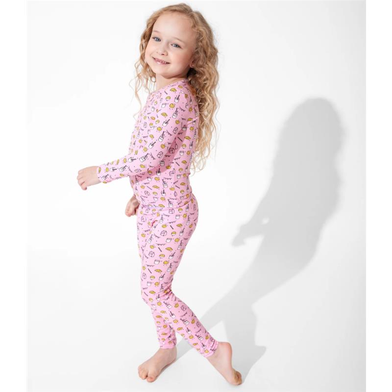 Bellabu Bear - Milk And Cookies Pink Kids Bamboo Pajamas, 18-24M Image 6