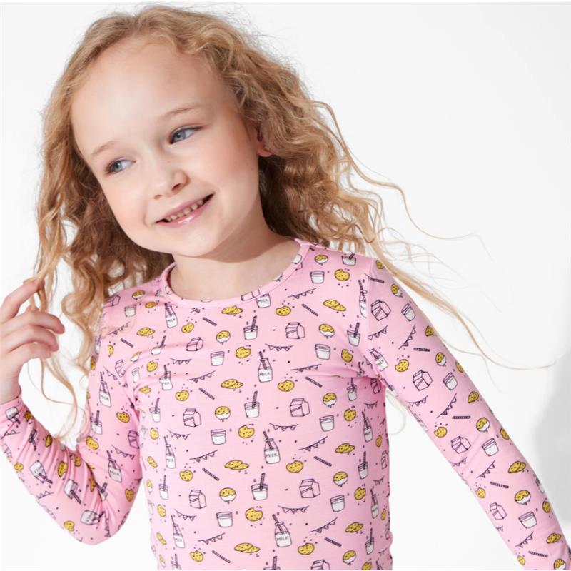 Bellabu Bear - Milk And Cookies Pink Kids Bamboo Pajamas, 18-24M Image 7