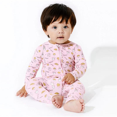 Bellabu Bear - Milk And Cookies Pink Kids Bamboo Pajamas Image 1