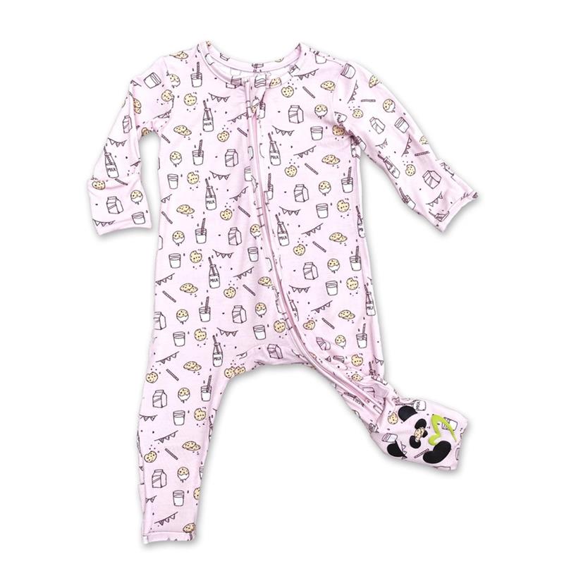 Bellabu Bear - Milk And Cookies Pink Kids Bamboo Pajamas Image 2