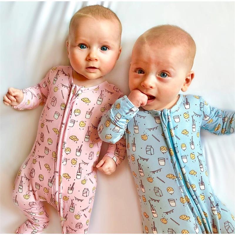 Bellabu Bear - Milk And Cookies Pink Kids Bamboo Pajamas Image 4