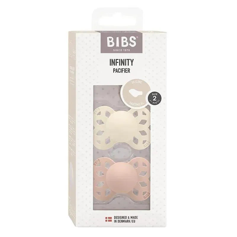 BIBS - 2Pk Ivory/Blush Infinity Anatomical Pacifier, 6/18M Image 2