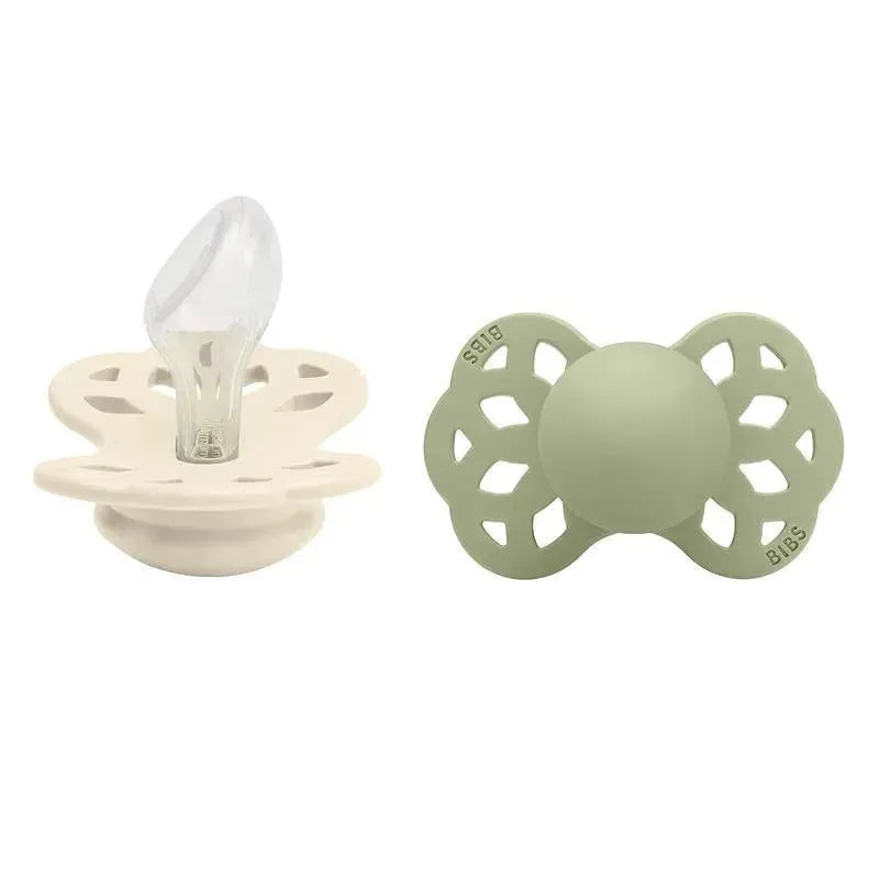 BIBS - 2Pk Ivory/Sage Infinity Anatomical Pacifier, 6/18M Image 1