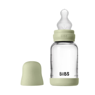 Bibs - Baby 4Oz Silicone Glass Bottle With Bumper Sage Image 1