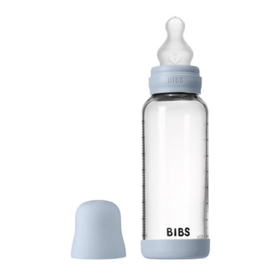 Bibs - Baby 8Oz Silicone Glass Bottle With Bumper Baby Blue Image 1