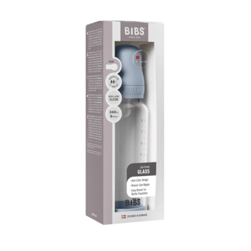 Bibs - Baby 8Oz Silicone Glass Bottle With Bumper Baby Blue Image 2