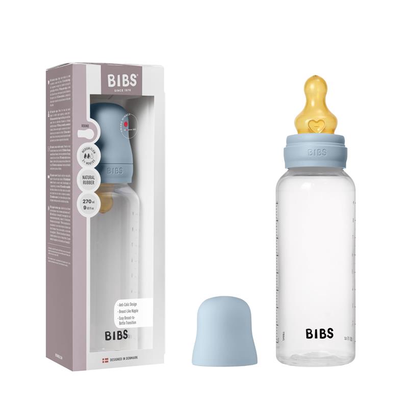 Bibs - Baby Plastic Bottle With Latex Nipple 270Ml, Baby Blue Image 1