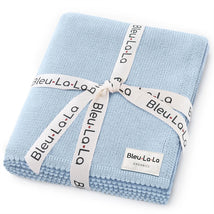 Bleu La La - 100% Cotton Organic Luxe Baby Blanket, Powder Blue Image 1