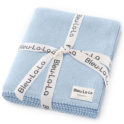 Bleu La La - 100% Cotton Organic Luxe Baby Blanket, Powder Blue Image 1