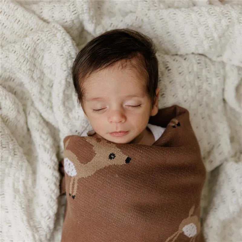 Bleu La La - 100% Luxury Cotton Receiving Swaddle Baby Blanket - Deer Image 5