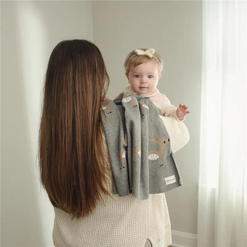 Bleu La La - 100% Luxury Cotton Receiving Swaddle Baby Blanket - Deer Image 6