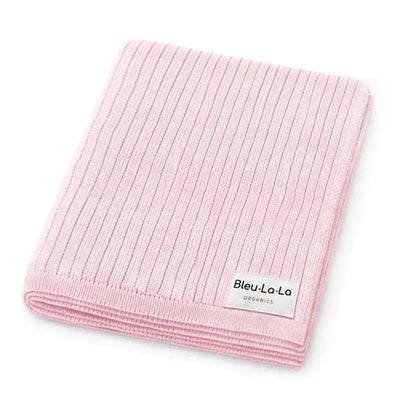 Bleu La La - 100% Luxury Organic Cotton Ribbed Baby Swaddle Blanket, Bluh Pink Image 1
