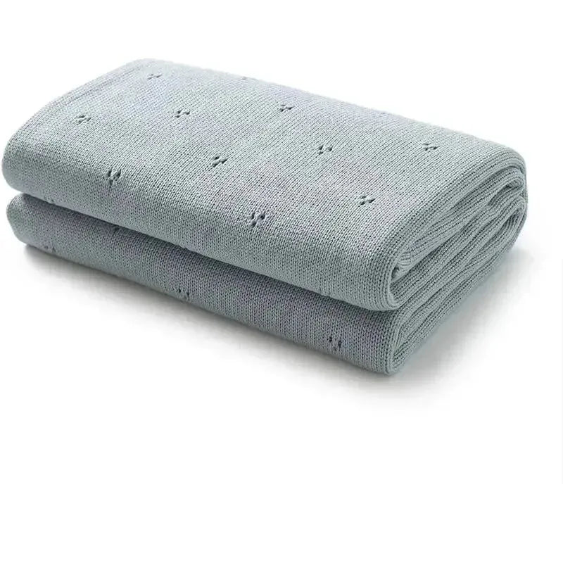 Bleu La La - 100% Organic Cotton Pointelle Swaddle Receiving Baby Blanket,| Powder Blue Image 3