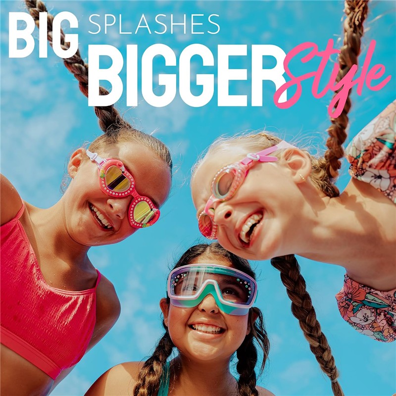 Bling 2O - Girls' Glam Splash Lash Swimming Goggles with UV Protection, Ages 3+, Purple Image 7