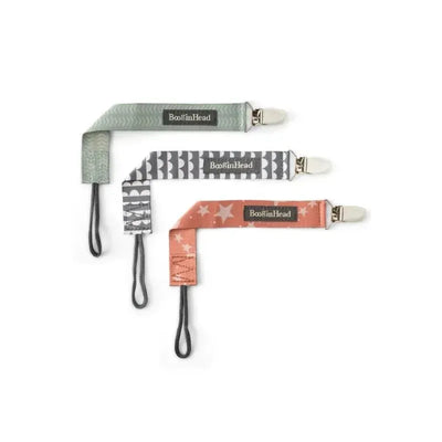 Booginhead 3-Pack Pacifier Clips, Sage, Scallops, Sienna Image 1