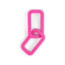 Fuchsia silicone chain link teether with a textured surface, designed for infants to chew and play with.