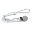 BooginHead Silicone Chain pacifier clip in Carrara Marble, featuring a gray and white marble pattern with a metal clip.