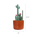 Boon Cacti Bottle Cleaning Brush Set with three colorful cactus-shaped brushes in an orange pot, measuring 9.5 inches tall.