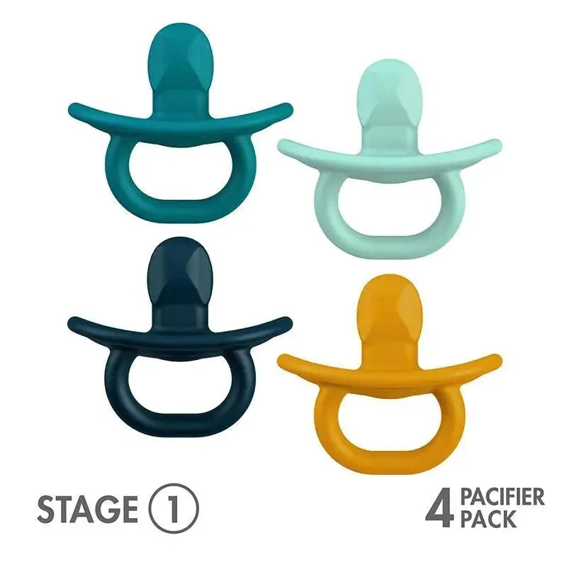 Boon Jewl Orthodontic Pacifier, Stage 1 Newborn+ Silicone Pacifier, Pack of 4, Blue Image 9