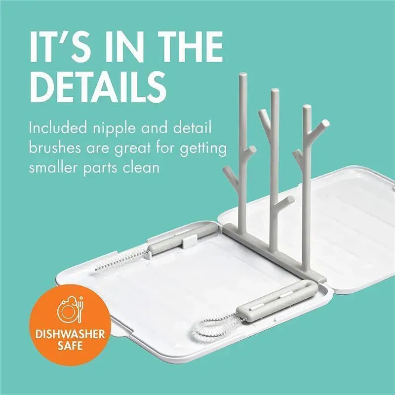 Boon Portable Bottle Brushes, Breast Pump Cleaning & Drying Set, Compact Tarvel Size Drying Rack and Bottle Brushes Set Image 4