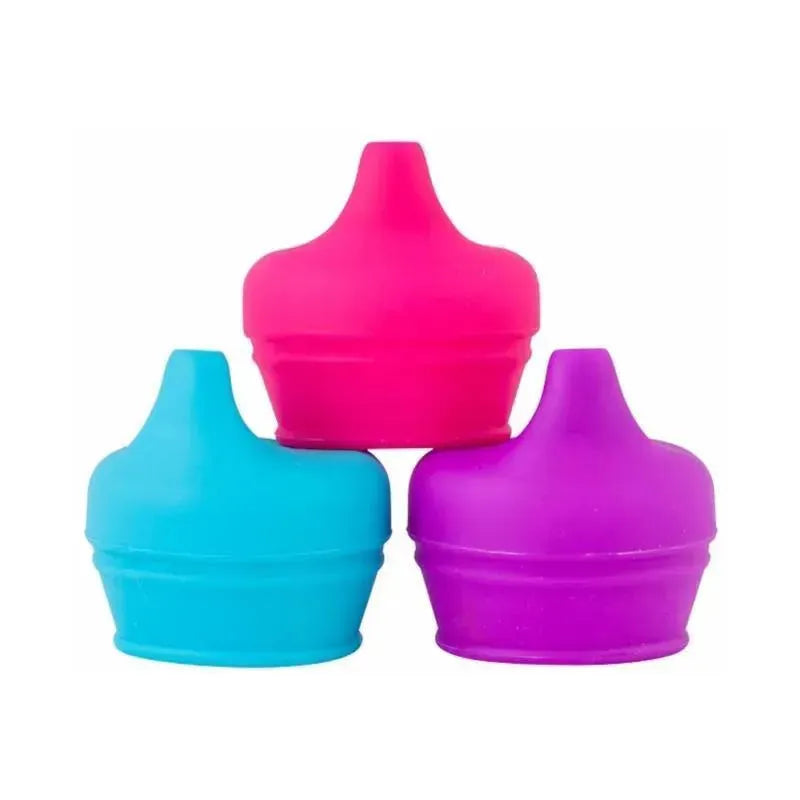 Boon Snug Spout Univesal Silicone Sippy Lids, 9M+ Pink Multi Image 1