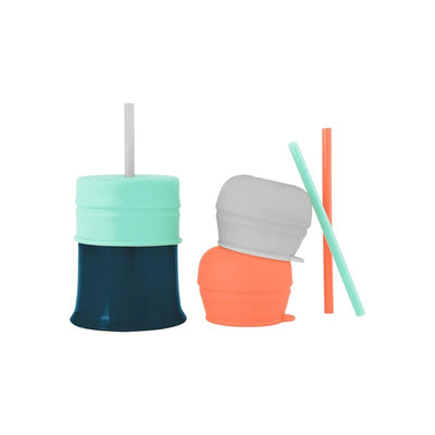 Boon Snug Straw universal silicone straw lids and straws in various colors