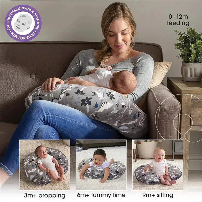 Boppy Feeding And Infant Support Pillow - Gray Dinosaurs Image 6