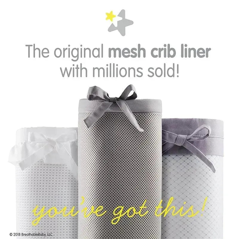 BreathableBaby - Classic Breathable Mesh Crib Liner, Gray Image 5