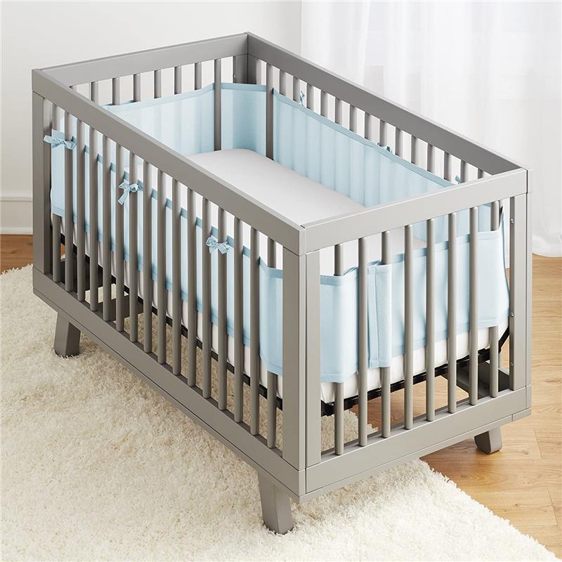 BreathableBaby - Classic Breathable Mesh Crib Liner, Light Blue Image 3