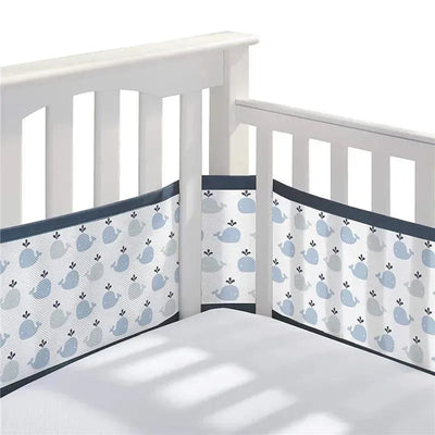 BreathableBaby - Classic Breathable Mesh Crib Liner, Little Whale Navy Image 1