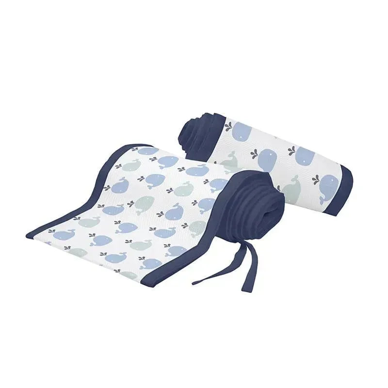 BreathableBaby - Classic Breathable Mesh Crib Liner, Little Whale Navy Image 2