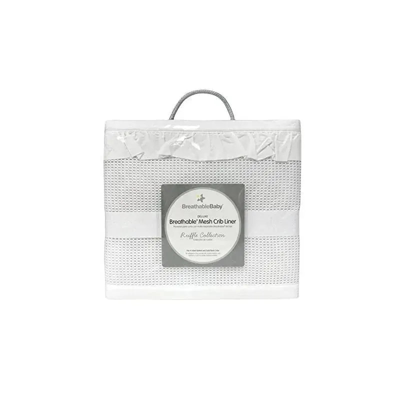 BreathableBaby - Deluxe Breathable Mesh Crib Liner, White Ruffle Image 3