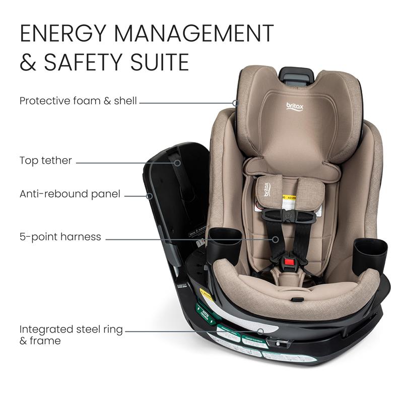 Britax Galaxy360 Slim Rotating Convertible Car Seat With SwivelSmooth Steel Ring, Teak Image 5