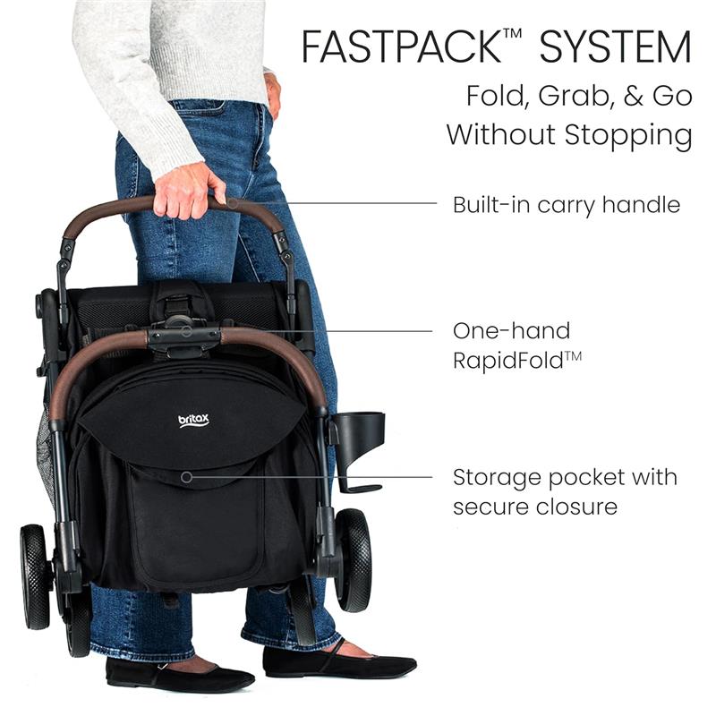 Britax - Juniper Compact On-The-Go Stroller, Raven Black Image 4