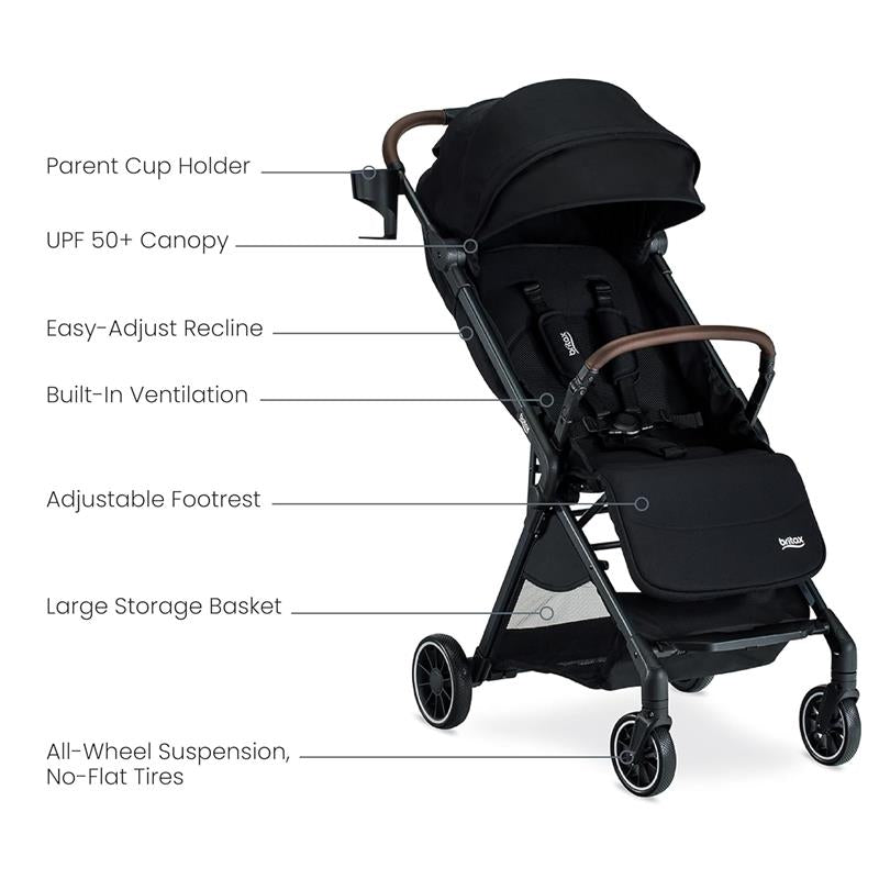 Britax - Juniper Compact On-The-Go Stroller, Raven Black Image 9