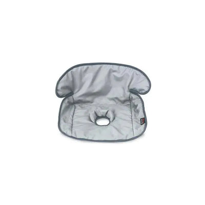 Waterproof liner for car seats, featuring a contoured design and a central hole, in a gray finish.