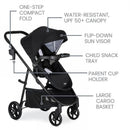 Britax Willow Brook Travel System features a sleek black stroller with a water-resistant canopy and multiple storage options.