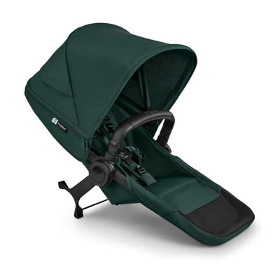 Bugaboo Donkey 6 Sibling Seat in Fern Green with a large canopy and adjustable seat, featuring a black footrest.